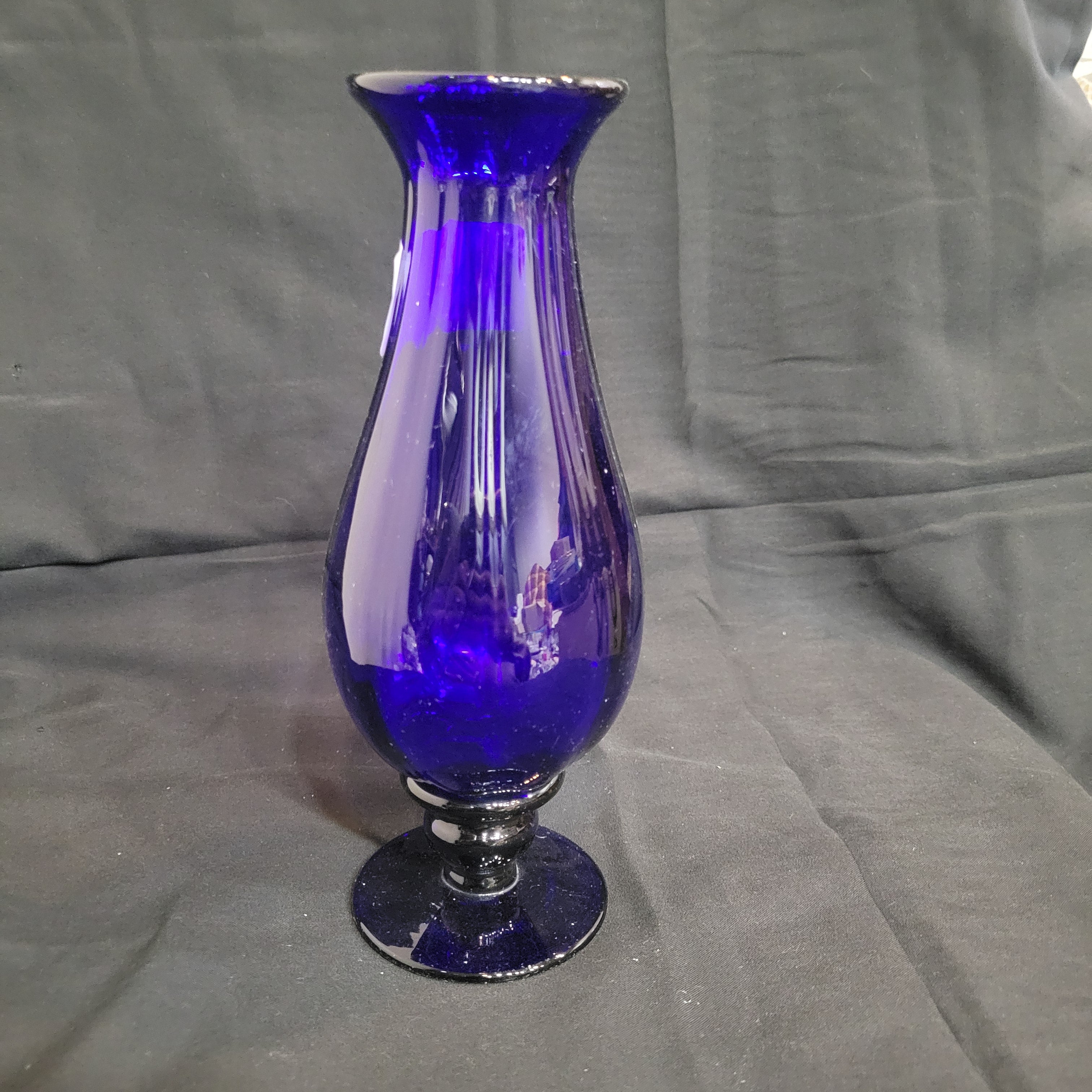Vintage Small Bristol Blue Footed Art Glass Posy Vase