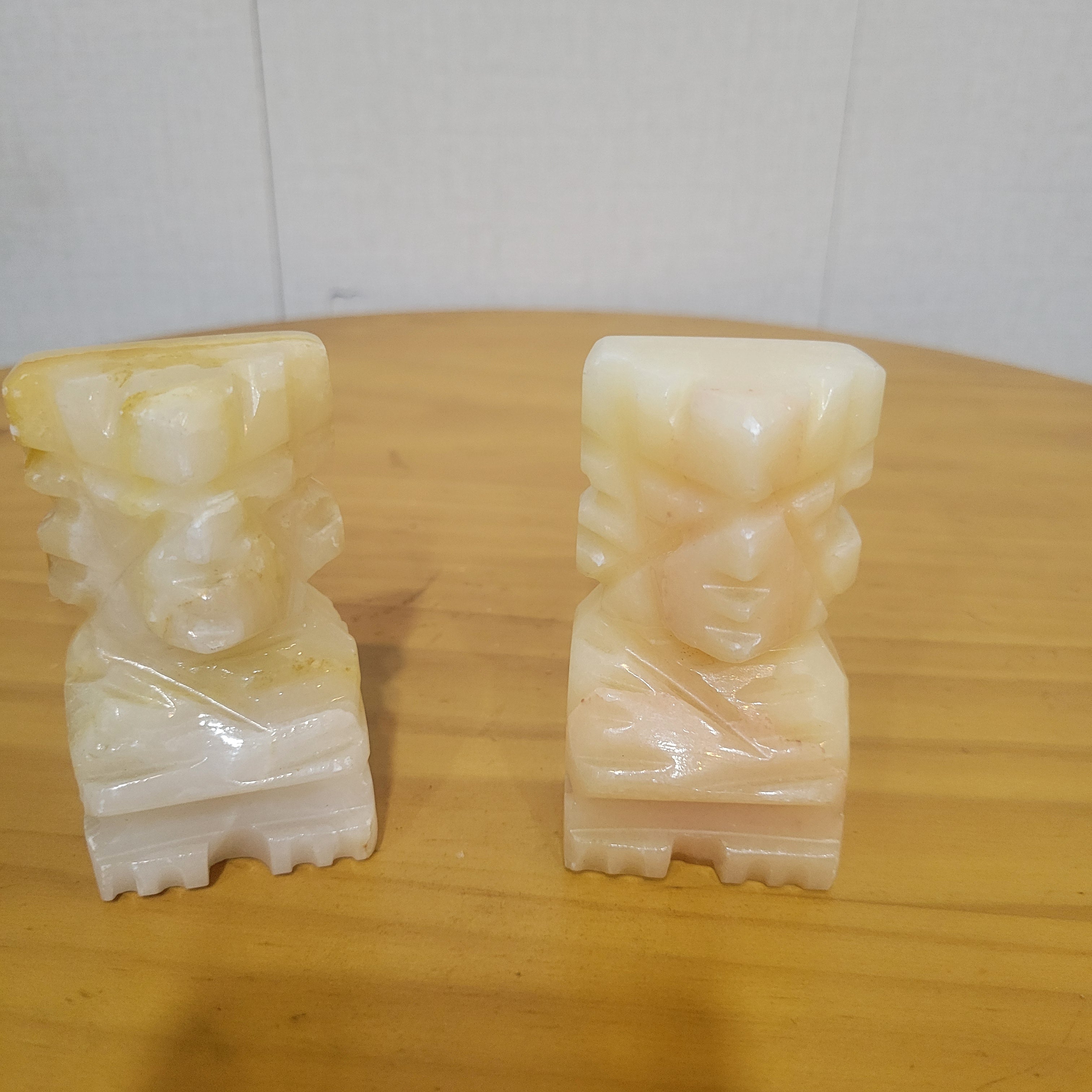 Vintage solid onyx Aztec or Mayan style tiki bookends Pair