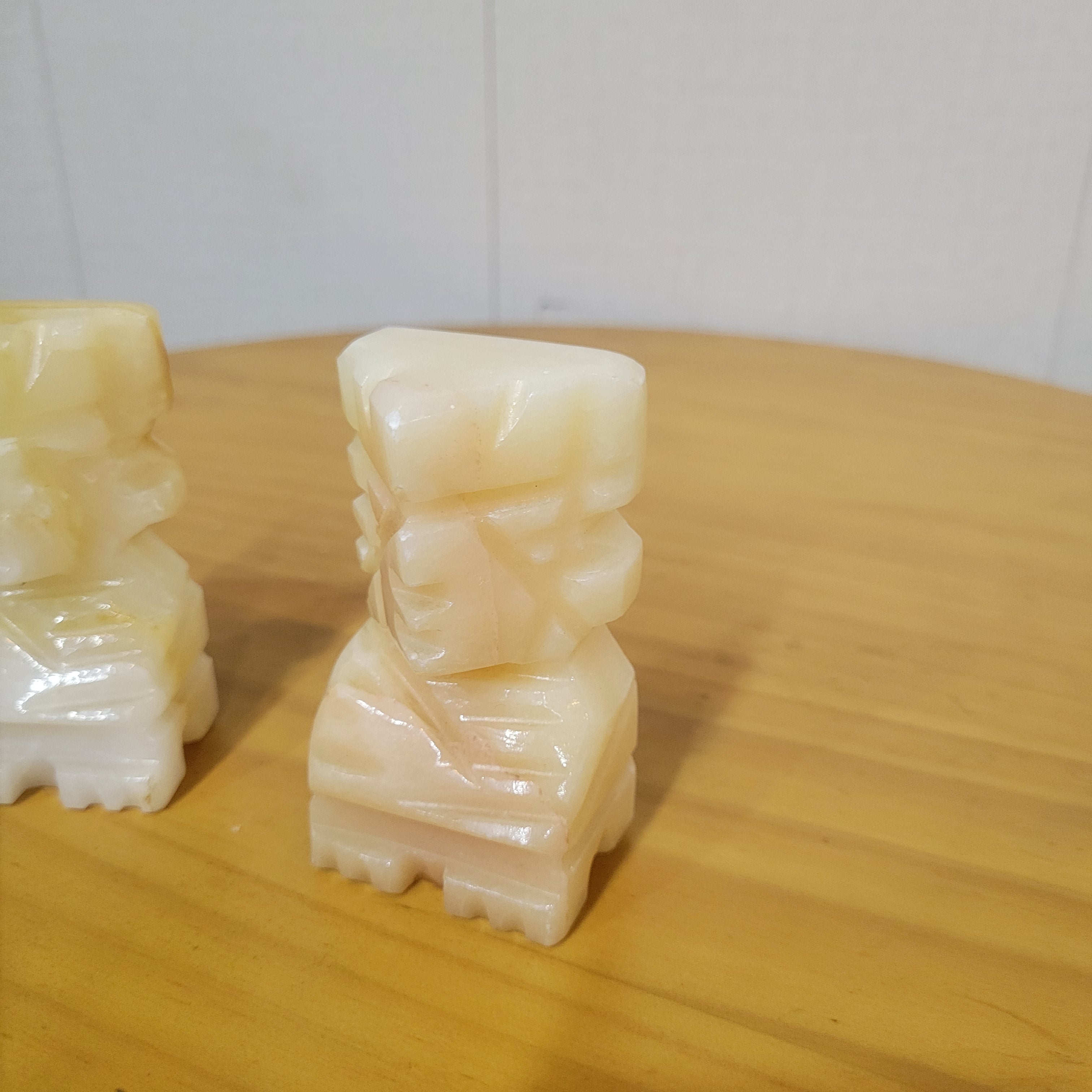 Vintage solid onyx Aztec or Mayan style tiki bookends Pair